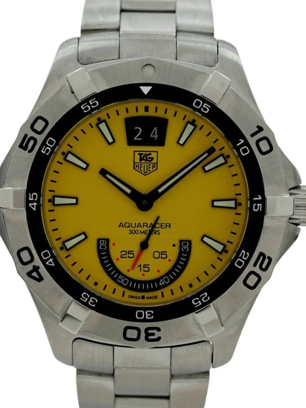 Tag Heuer 41mm Men's Aquaracer Yellow Dial 300M Quartz Dive Watch! Ref: WAF1012!